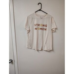 Sonoma Goods For Life Strong Women Graphic Tee Cream Floral Daisy T-Shirt XL